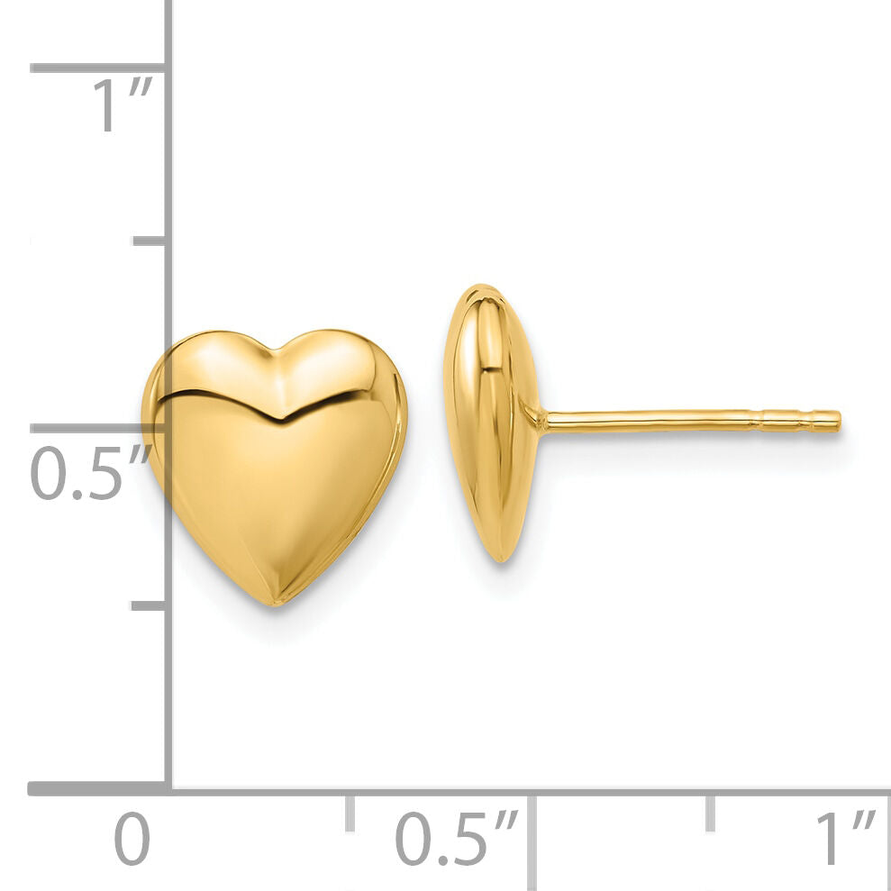 14K Polished Puffed Heart Post Earrings-TF2360