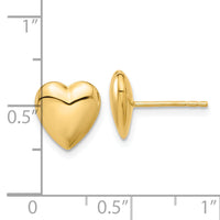 14K Polished Puffed Heart Post Earrings-TF2360