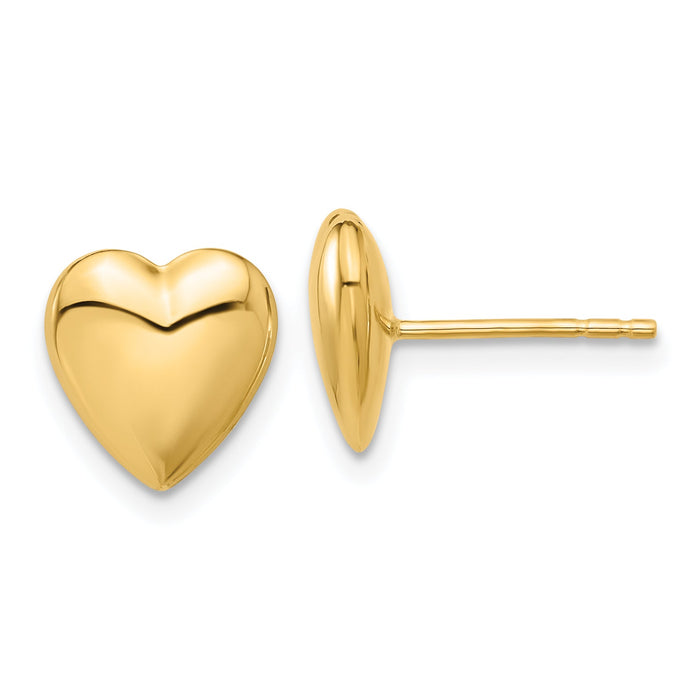 14K Polished Puffed Heart Post Earrings-TF2360