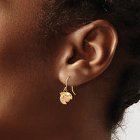14k w/Rose and White Rhodium D/C Ladybug Dangle Earrings-TF2367