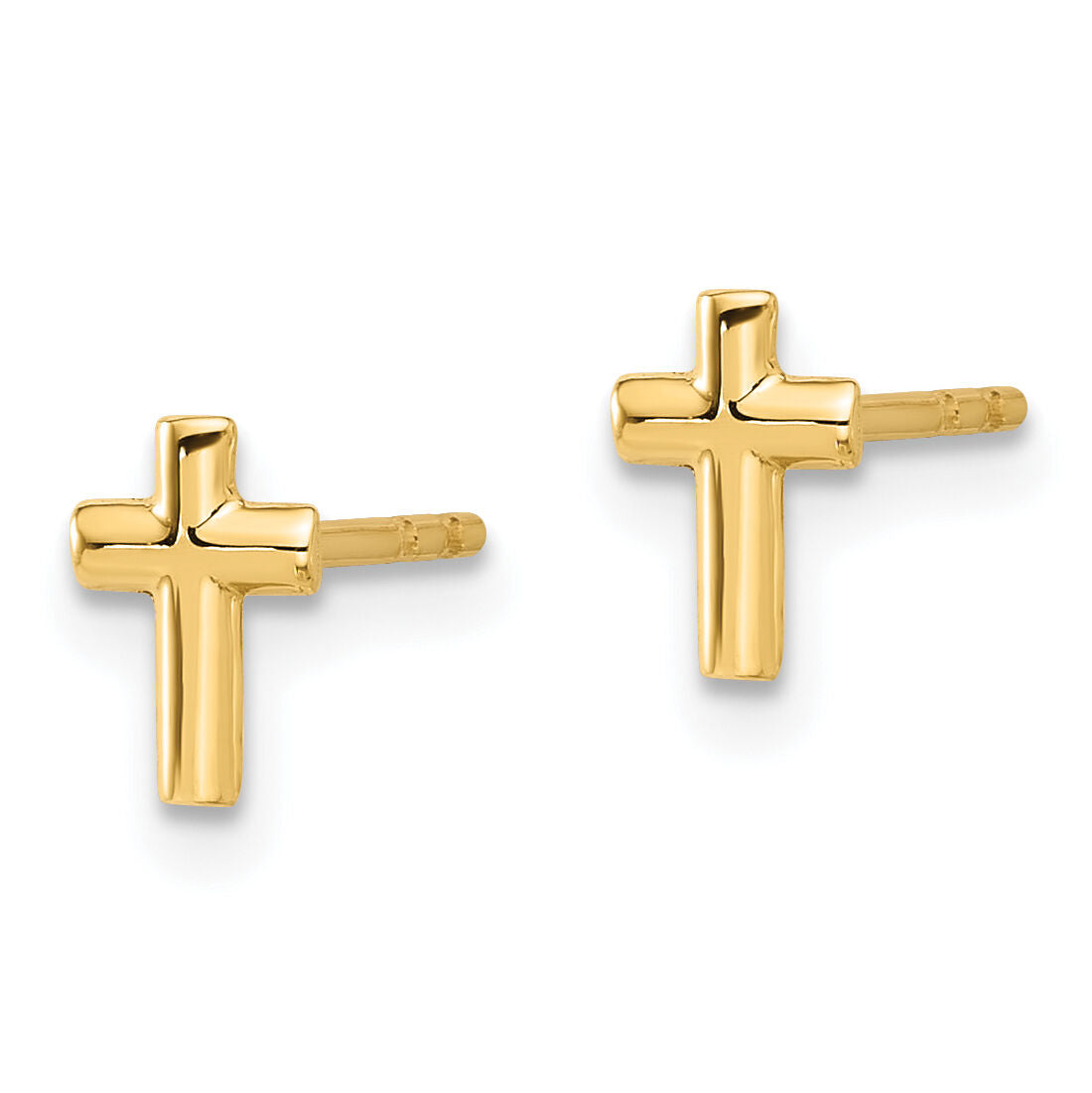 14K Polished Cross Post Earrings-TF2373