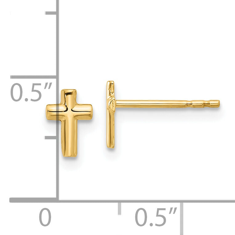 14K Polished Cross Post Earrings-TF2373