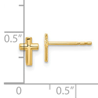 14K Polished Cross Post Earrings-TF2373