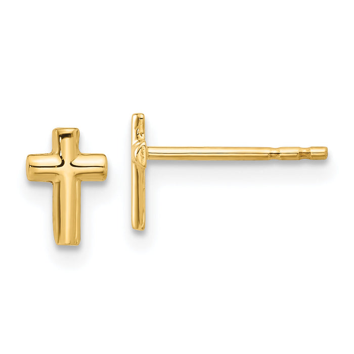 14K Polished Cross Post Earrings-TF2373