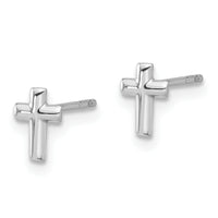 14K White Gold Polished Cross Post Earrings-TF2373W