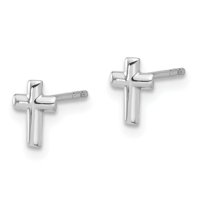 14K White Gold Polished Cross Post Earrings-TF2373W