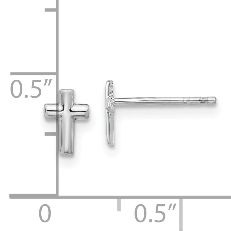 14K White Gold Polished Cross Post Earrings-TF2373W