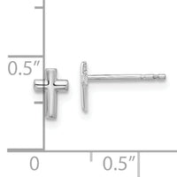 14K White Gold Polished Cross Post Earrings-TF2373W