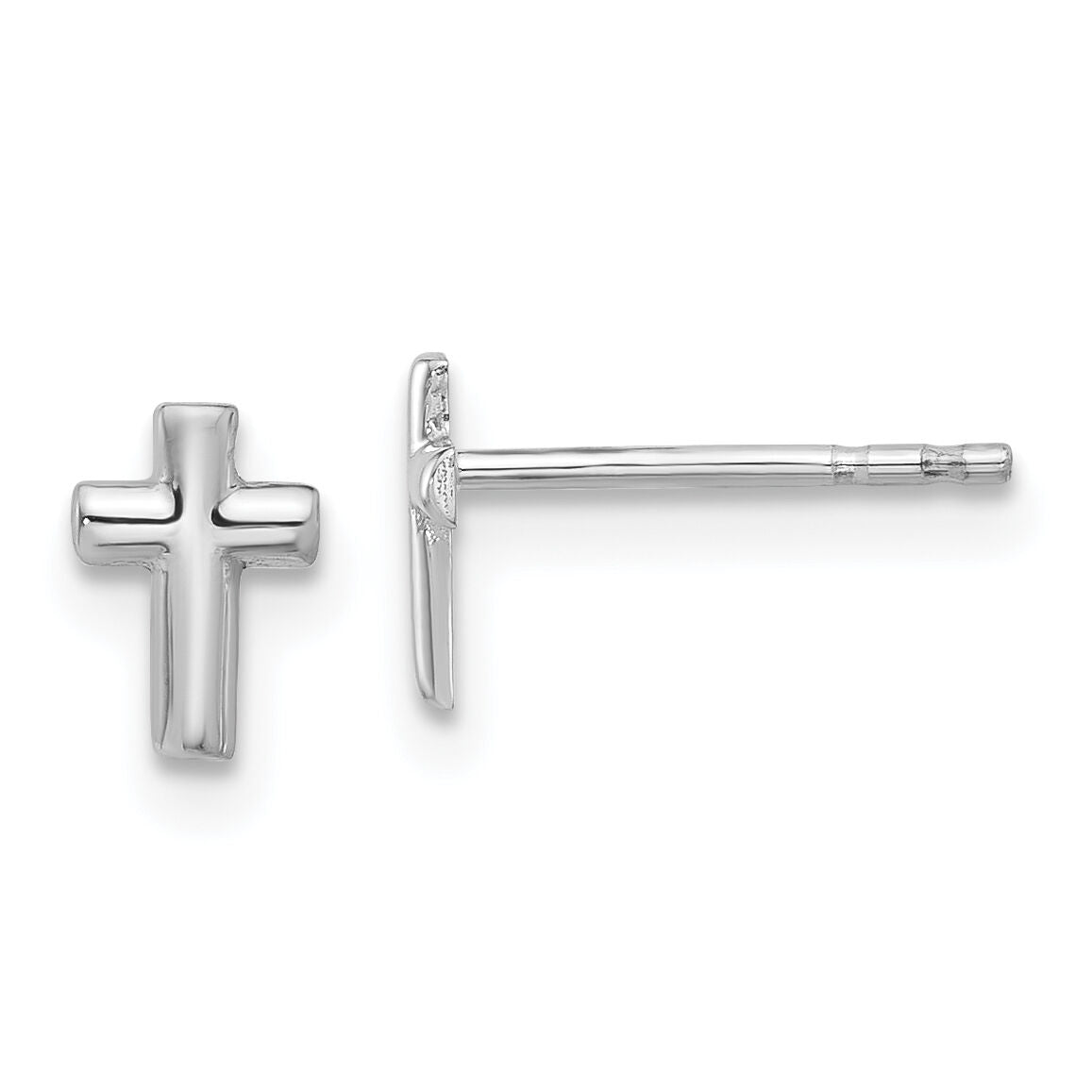 14K White Gold Polished Cross Post Earrings-TF2373W