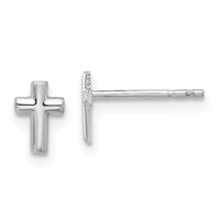 14K White Gold Polished Cross Post Earrings-TF2373W