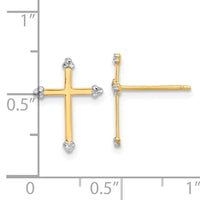 14k and White Rhodium D/C Cross Post Earrings-TF2374