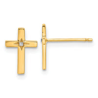 14k and White Rhodium Cross Post Earrings-TF2375