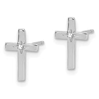 14k White Gold Cross Post Earrings-TF2375W