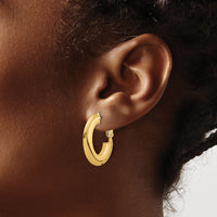 14K Polished Knife Edge Oval Hoop Omega Back Earrings-TF2376