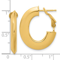 14K Polished Knife Edge Oval Hoop Omega Back Earrings-TF2376