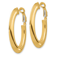 14K Polished Knife Edge Oval Hoop Omega Back Earrings-TF2377