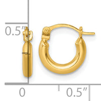 14k Polished 2mm Hoop Earrings-TF2379