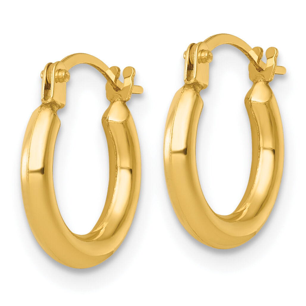 14k Polished 2mm Hoop Earrings-TF2380