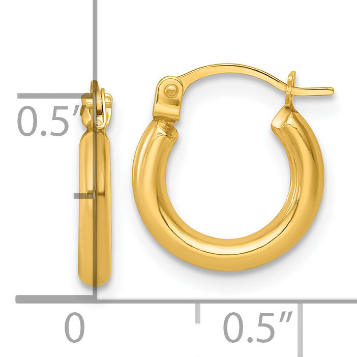 14k Polished 2mm Hoop Earrings-TF2380