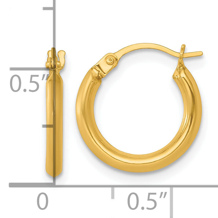 14k Polished 2mm Hoop Earrings-TF2381