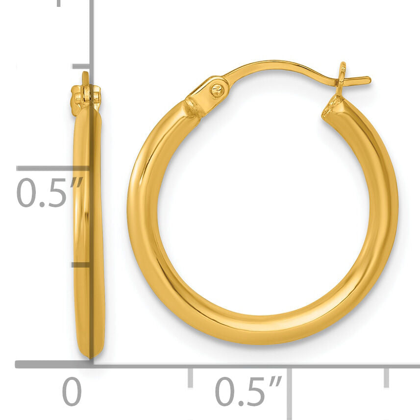 14k Polished 2mm Hoop Earrings-TF2382