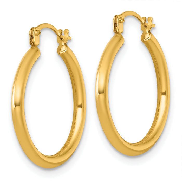 14k Polished 2mm Hoop Earrings-TF2383