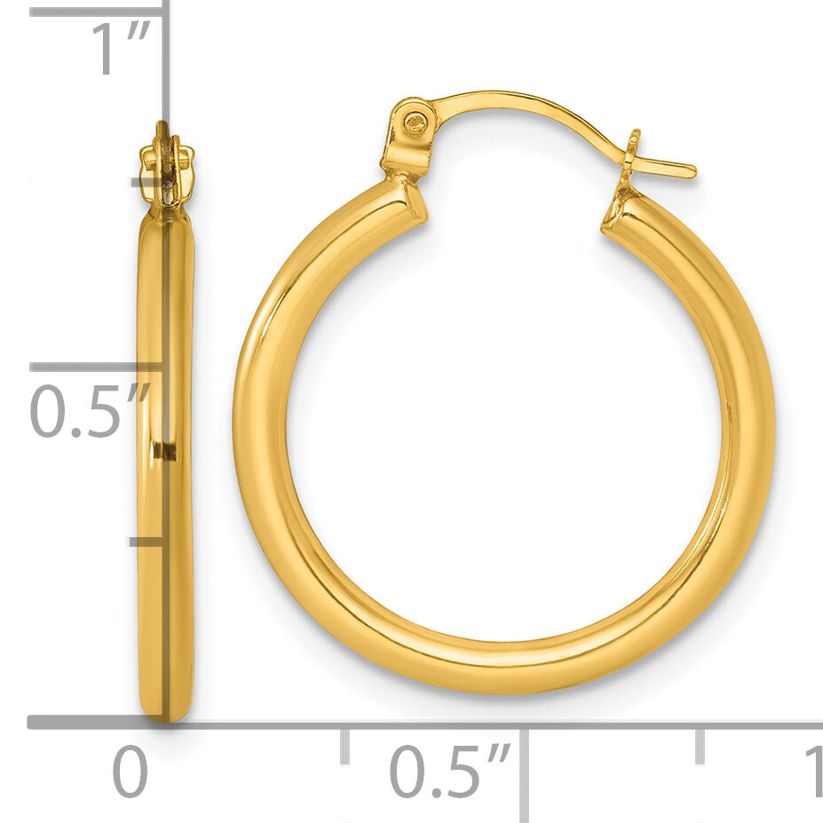 14k Polished 2mm Hoop Earrings-TF2383