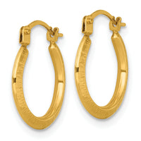 14k Polished And Textured 1.75mm Hoop Earrings-TF2385