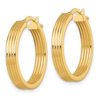 14k Polished Grooved Hoop Earrings-TF2386