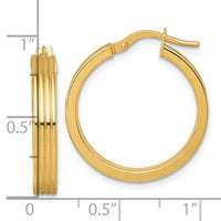 14k Polished Grooved Hoop Earrings-TF2386