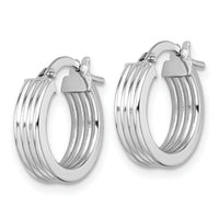 14k White Gold Polished Grooved Hoop Earrings-TF2388W