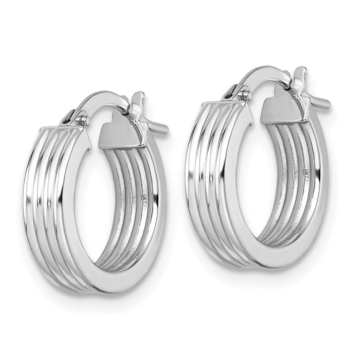 14k White Gold Polished Grooved Hoop Earrings-TF2388W