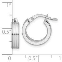 14k White Gold Polished Grooved Hoop Earrings-TF2388W