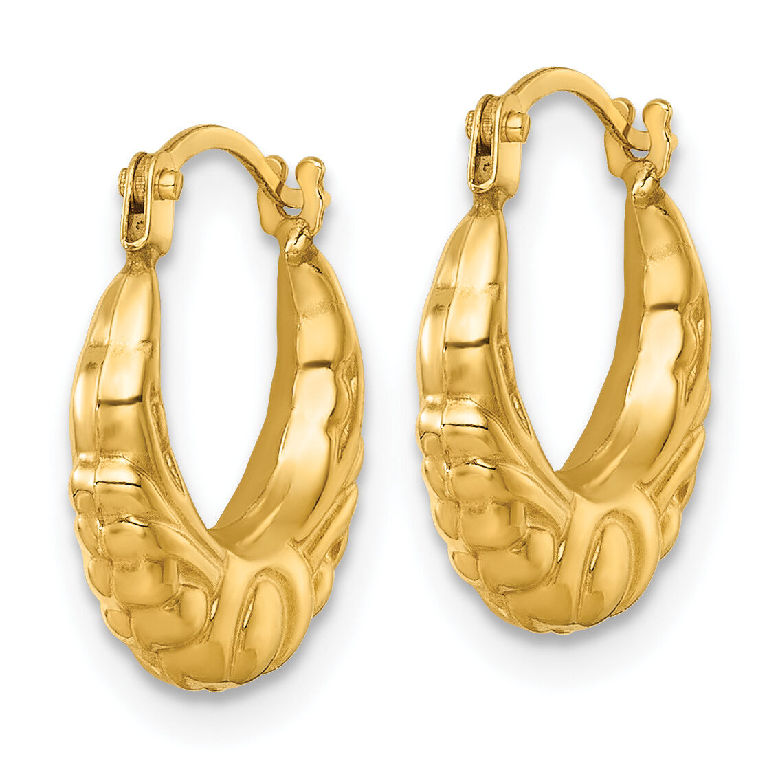 14k Polished Fancy Hoop Earrings-TF2398