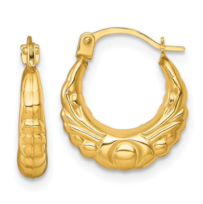 14k Polished Fancy Hoop Earrings-TF2398