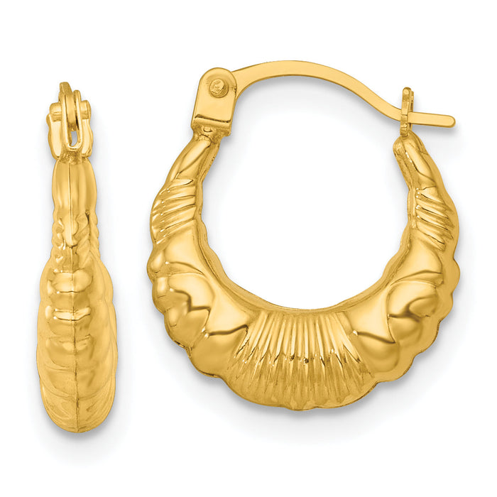 14k Polished Fancy Hoop Earrings-TF2399