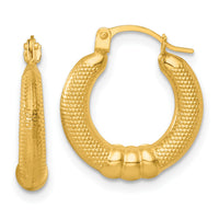 14k Polished And Textured Hoop Earrings-TF2400