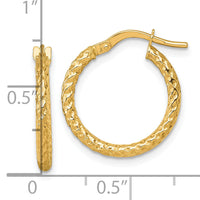 14k Polished Diamond-cut Hoop Earrings-TF2408