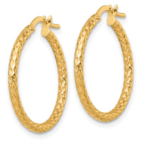 14k Polished Diamond-cut Hoop Earrings-TF2409