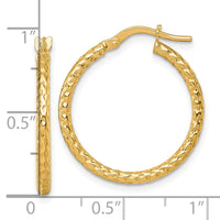 14k Polished Diamond-cut Hoop Earrings-TF2409