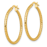 14k Polished Diamond-cut Hoop Earrings-TF2410