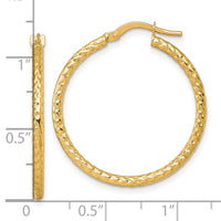 14k Polished Diamond-cut Hoop Earrings-TF2410