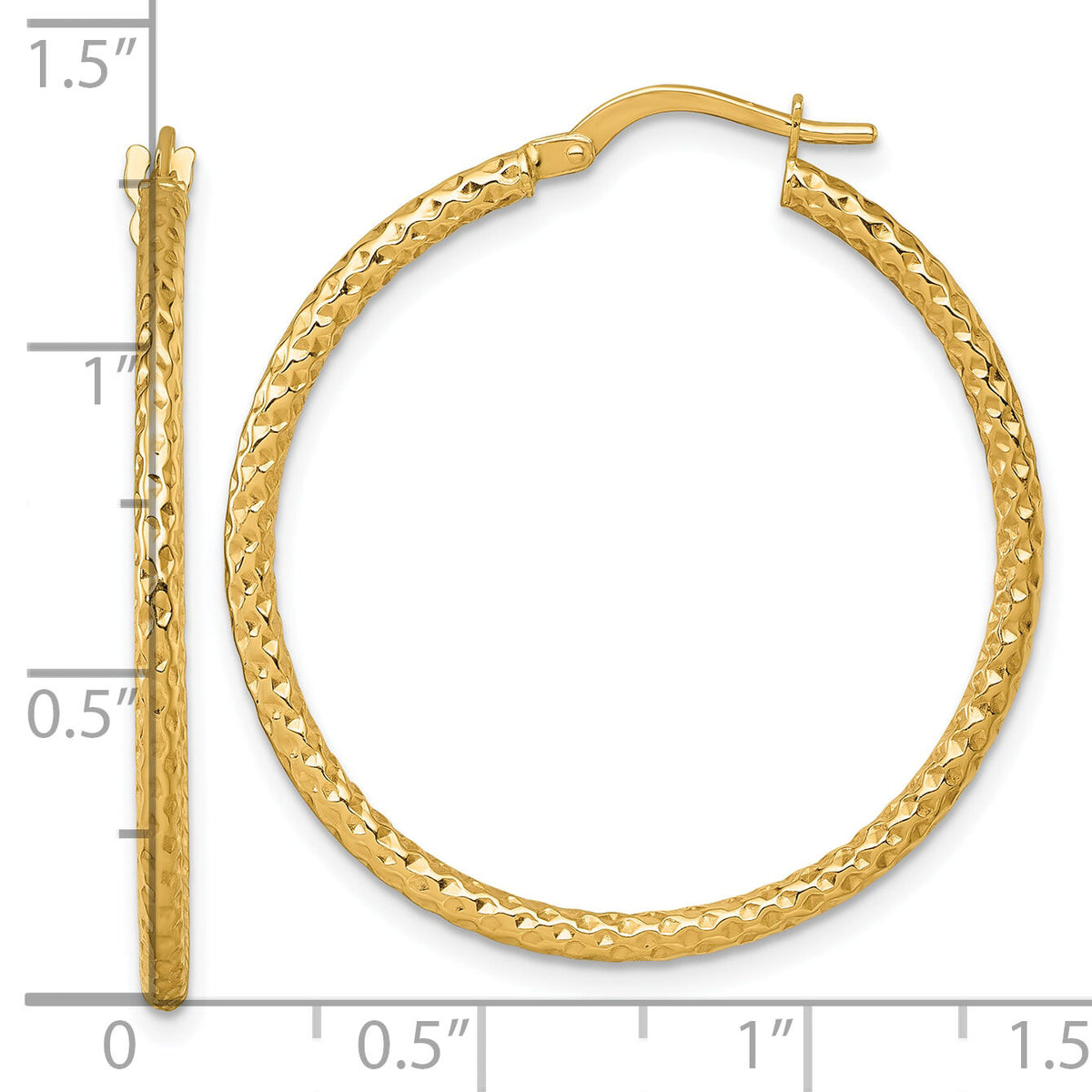 14k Polished Diamond-cut Hoop Earrings-TF2411