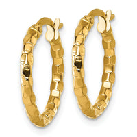 14k Polished Textured Hoop Earrings-TF2413