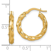 14k Polished Diamond-cut Twist Hoop Earrings-TF2422