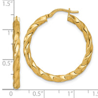 14k Polished Diamond-cut Twist Hoop Earrings-TF2424