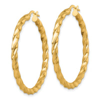 14k Polished Diamond-cut Twist Hoop Earrings-TF2427