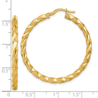 14k Polished Diamond-cut Twist Hoop Earrings-TF2427