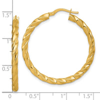 14k Polished Diamond-cut Twist Hoop Earrings-TF2428