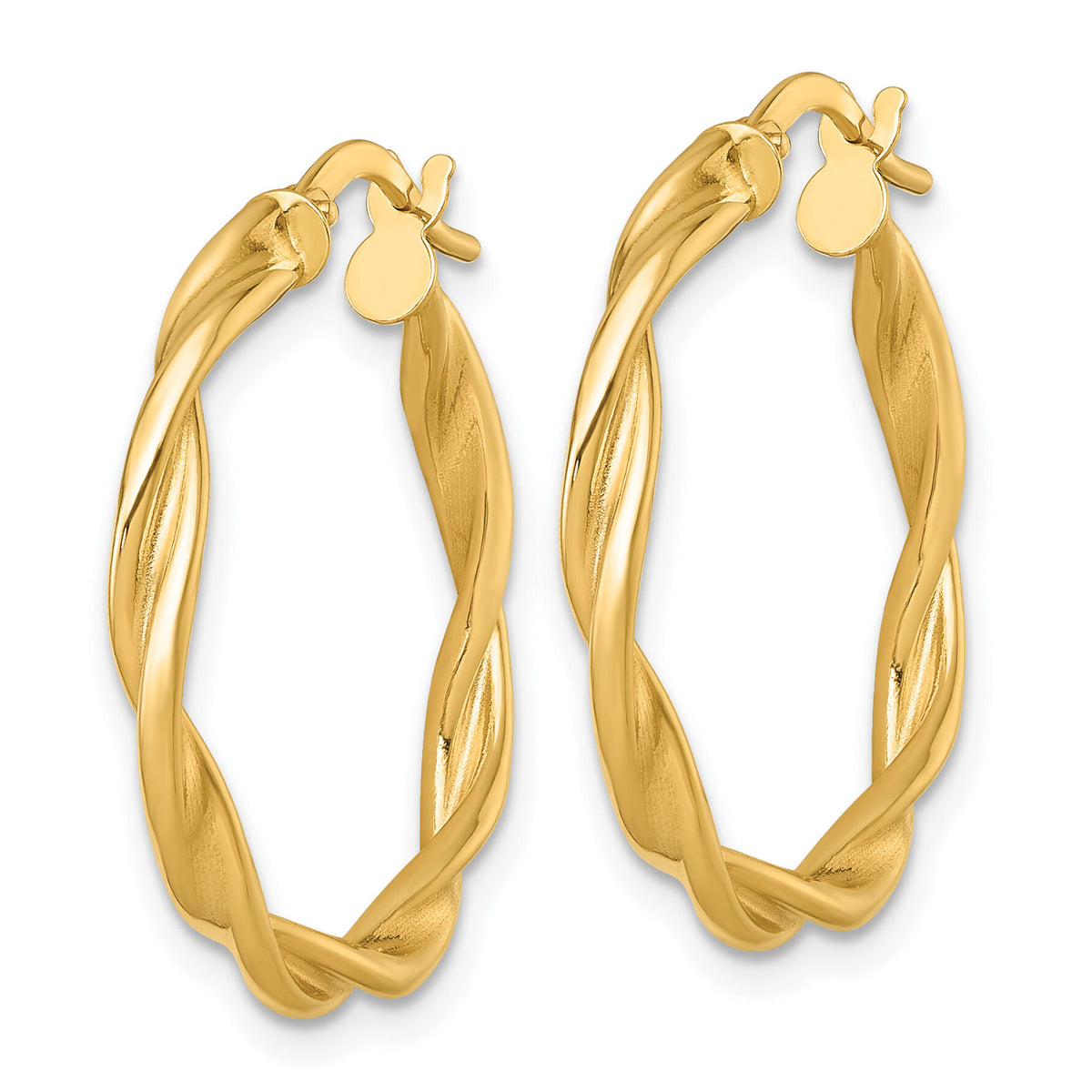 14k Polished Twist Hoop Earrings-TF2430
